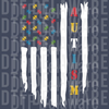 Patriotic Autism Awareness American Flag - White Stripes DTF