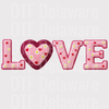 "LOVE" Retro Heart DTF Transfer - Valentine's Ready to Press