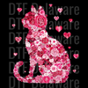 Floral Cat Silhouette DTF Transfer - Pink Valentine’s Day Ready to Press