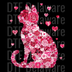 Floral Cat Silhouette DTF Transfer - Pink Valentine’s Day Ready to Press