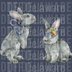Grey Watercolor Easter Bunny Duo DTF - Cute Rabbits with Blue Bow and Carrot Headband