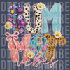 High-definition 3D look SUMMER Vibes text made of faux chenille, embroidery, leopard, and floral patches with daisies DTF transfer ready to press.